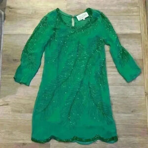 Rory Beca Haldi Beaded Dress size Small Kelly Green